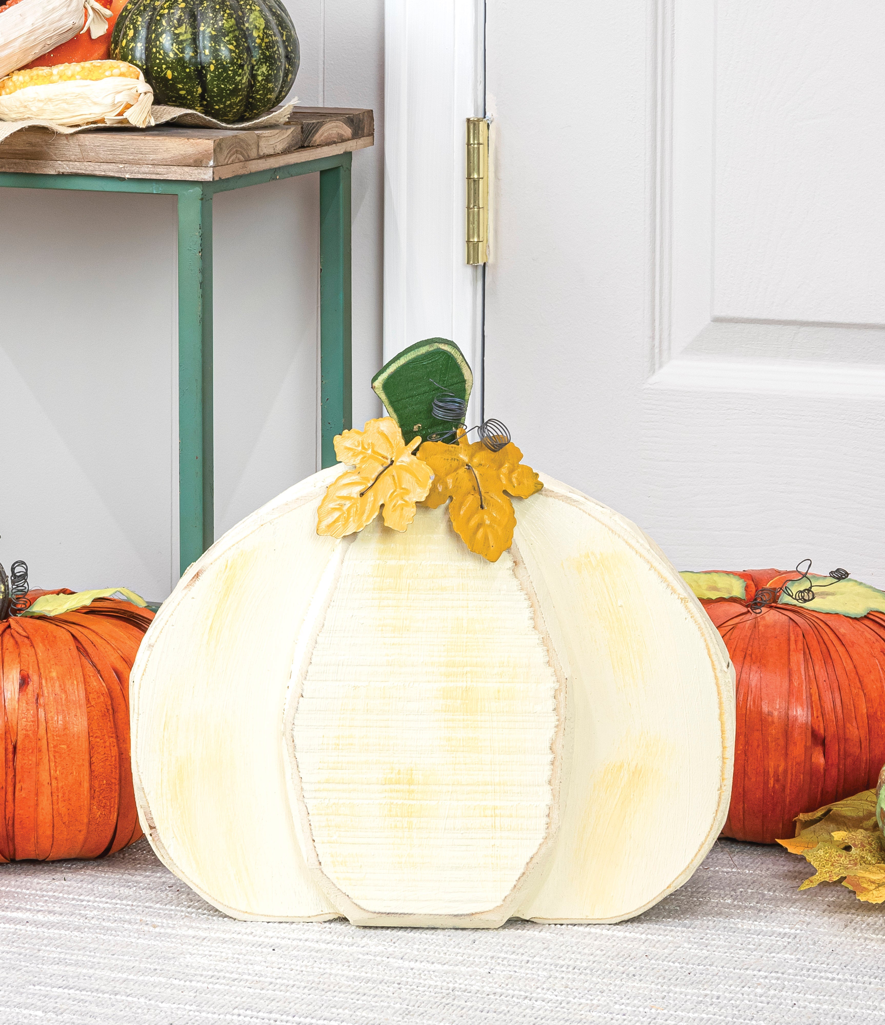 Weathered Ochre Wooden Pumpkin