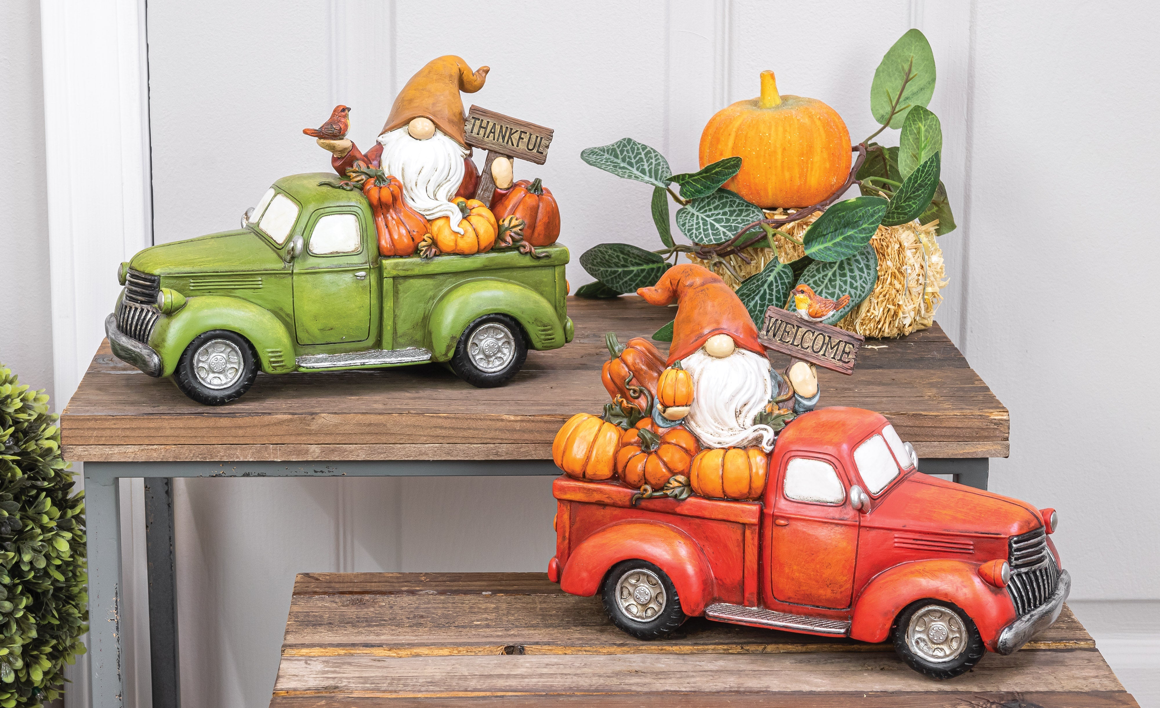 Harvest Hauler Fall Gnome Pumpkin Truck Set of 2