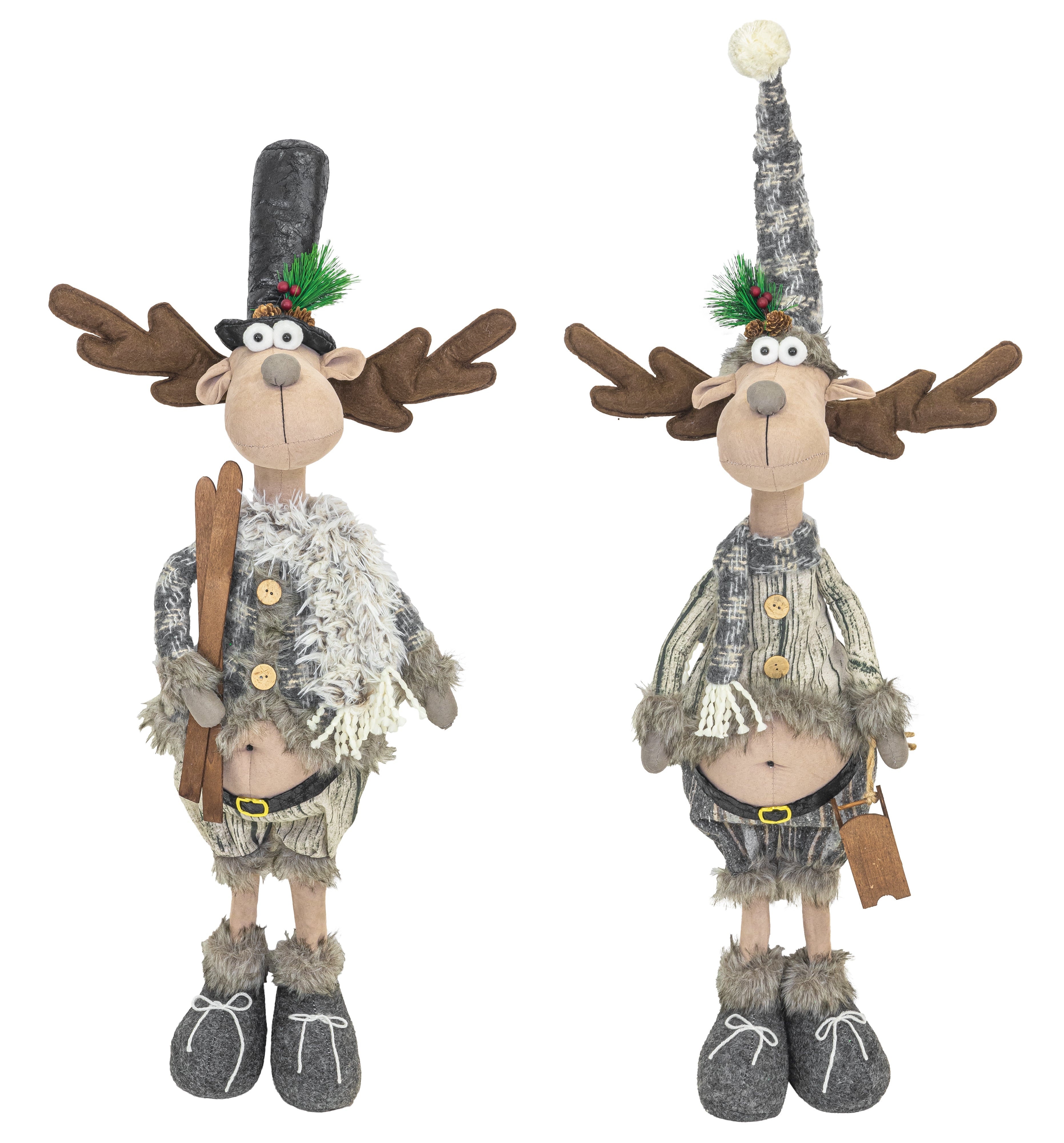 Winter Fur Moose Tall Standers Set of 2