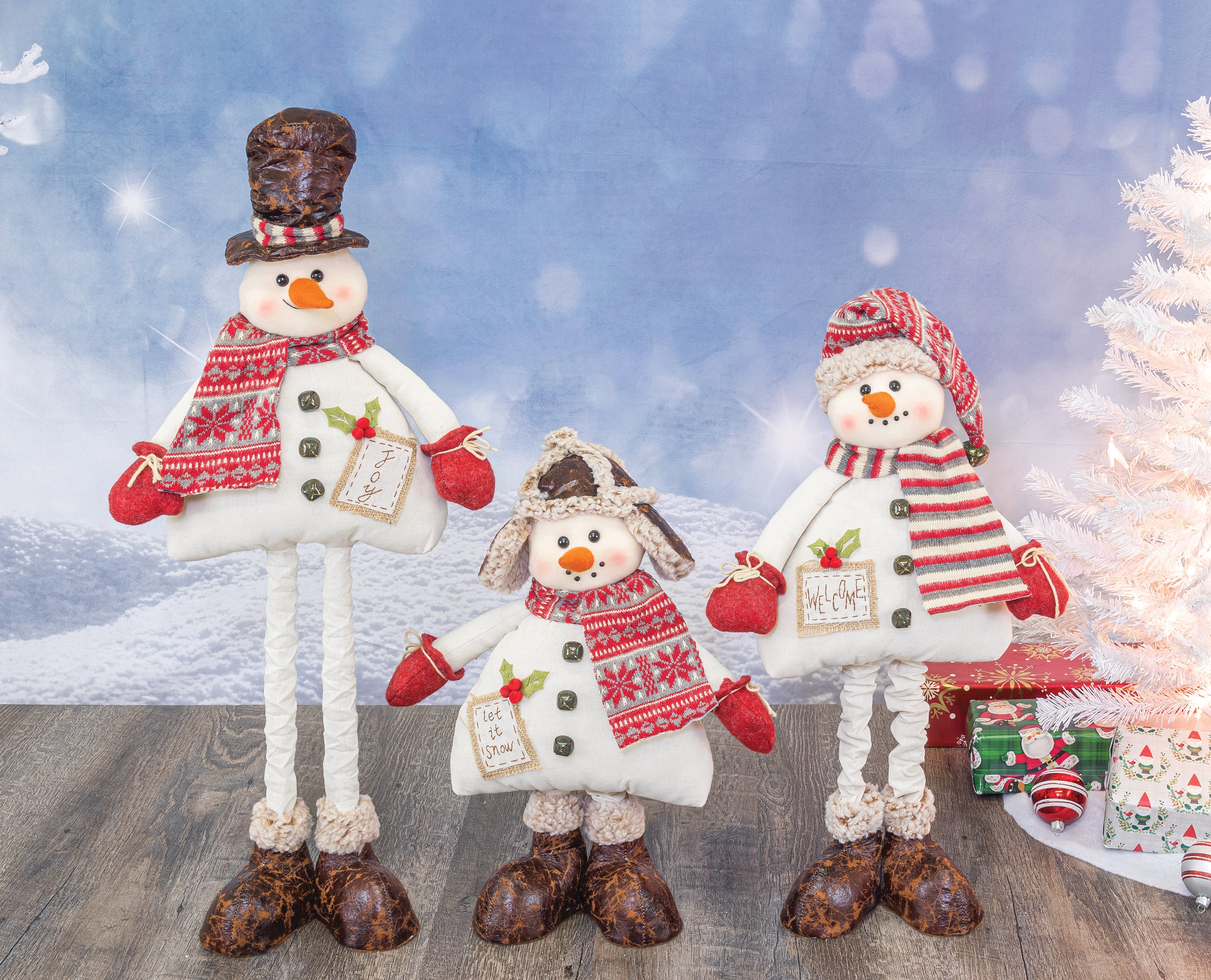 Cinnamon Snowmen Stretch Legs Set of 3