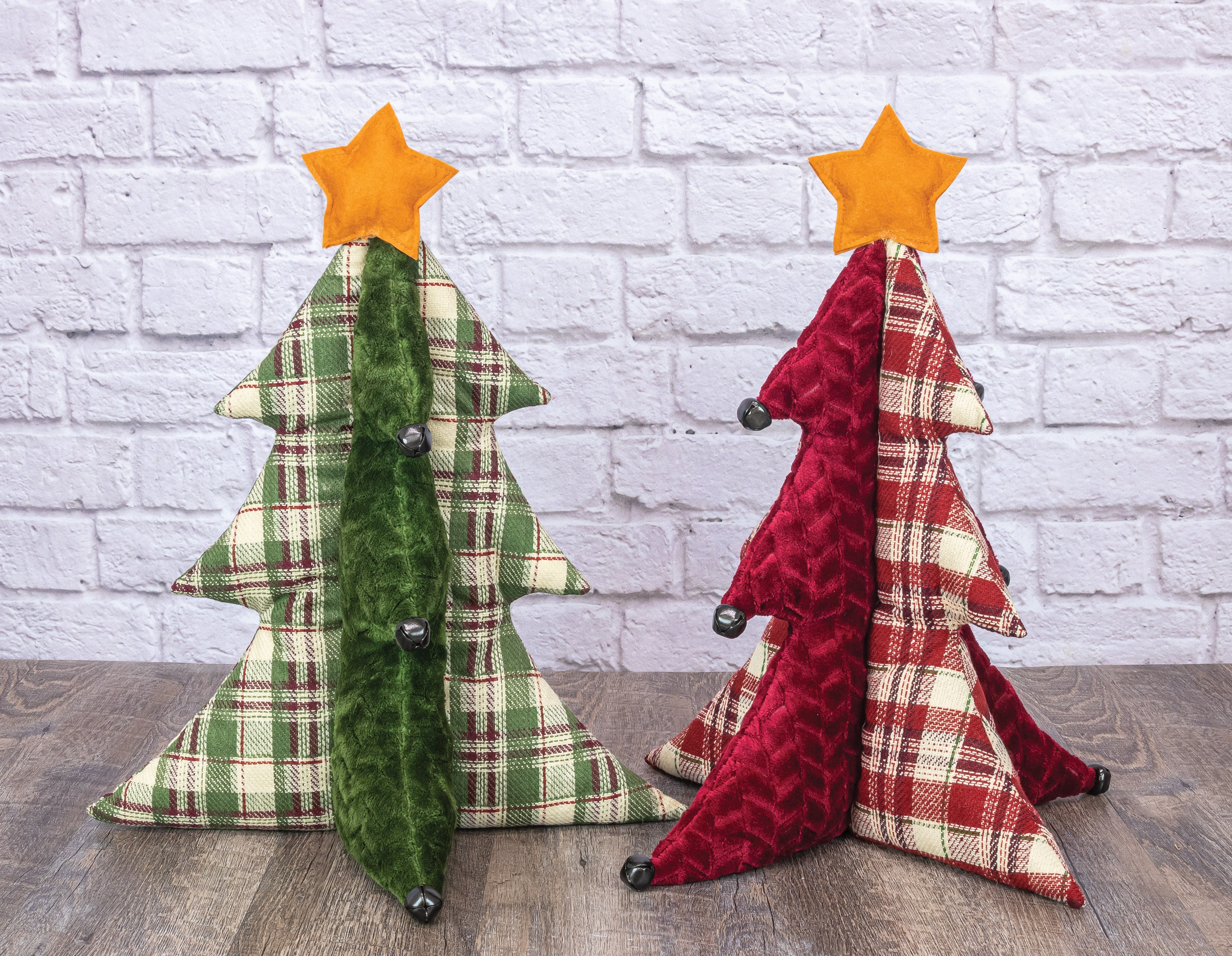 Country Plaid Plush Christmas Trees Set of 2