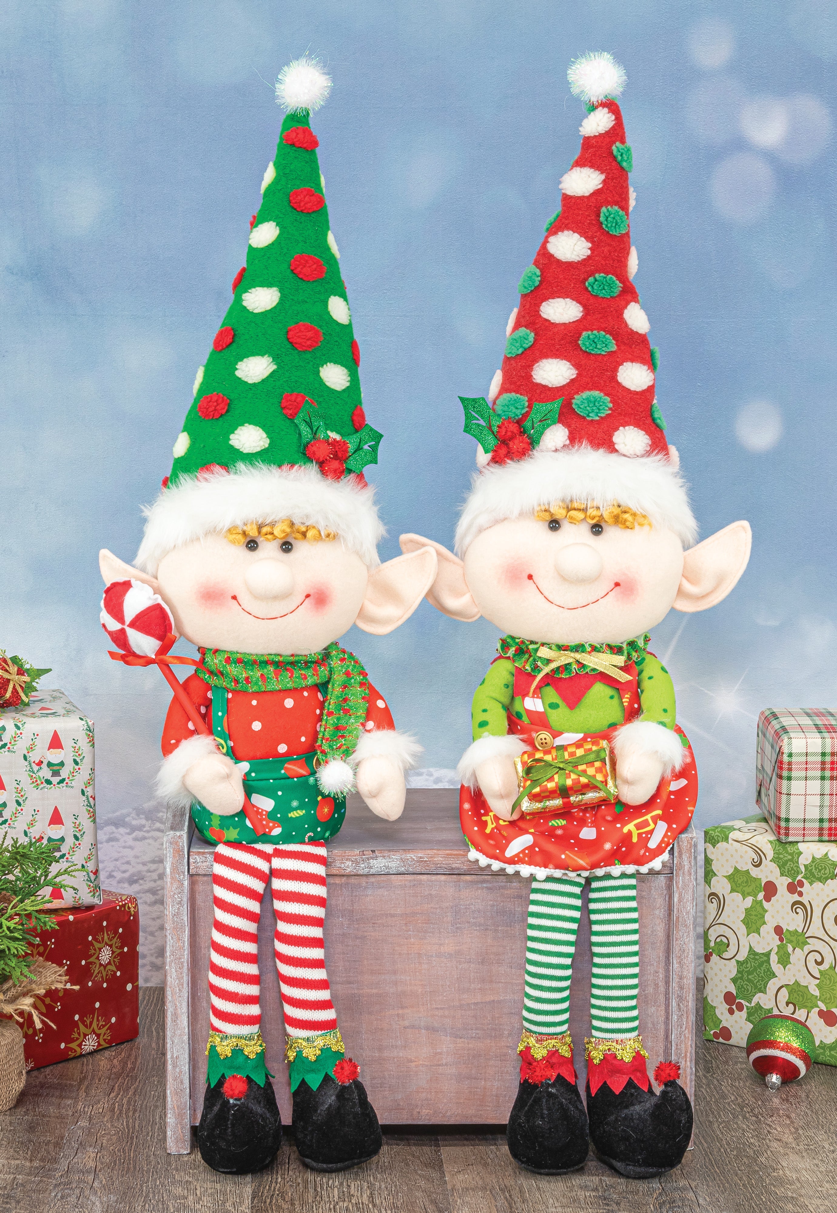 Jazzy Dangle Leg Elves Set of 2