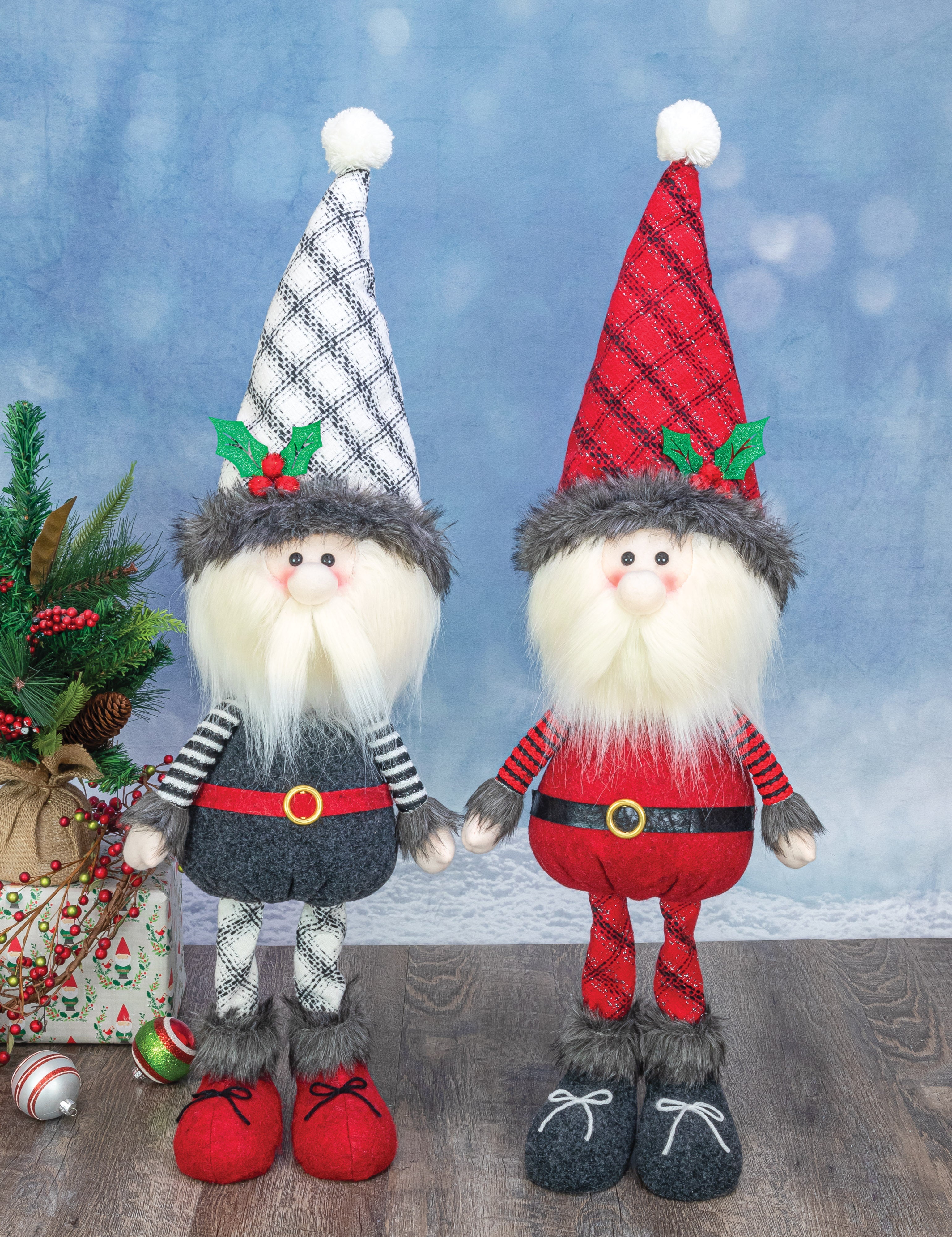 Stylish Santa Bobble Standers Set of 2