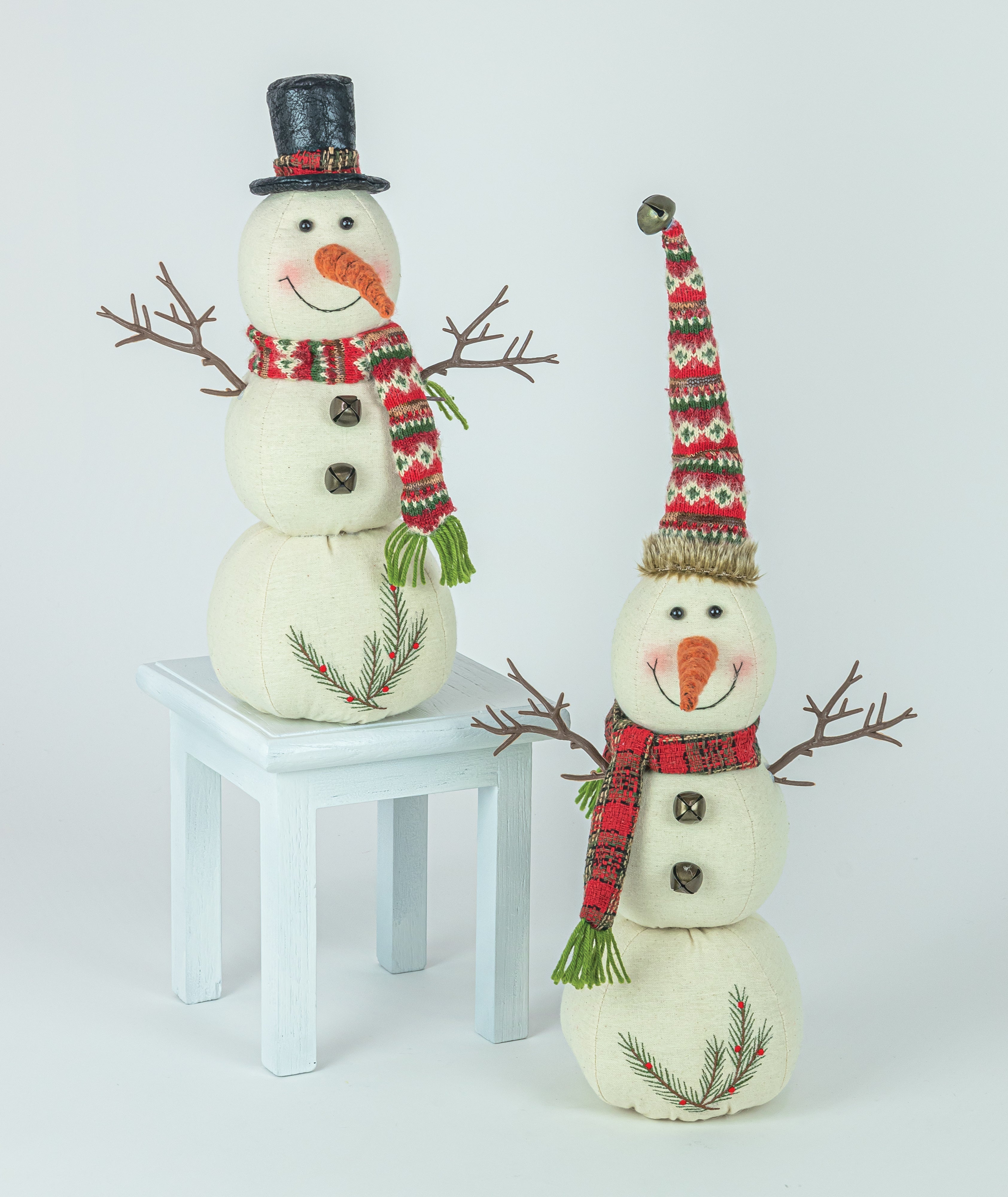 Berry Holly Snowman Tabletop Set of 2