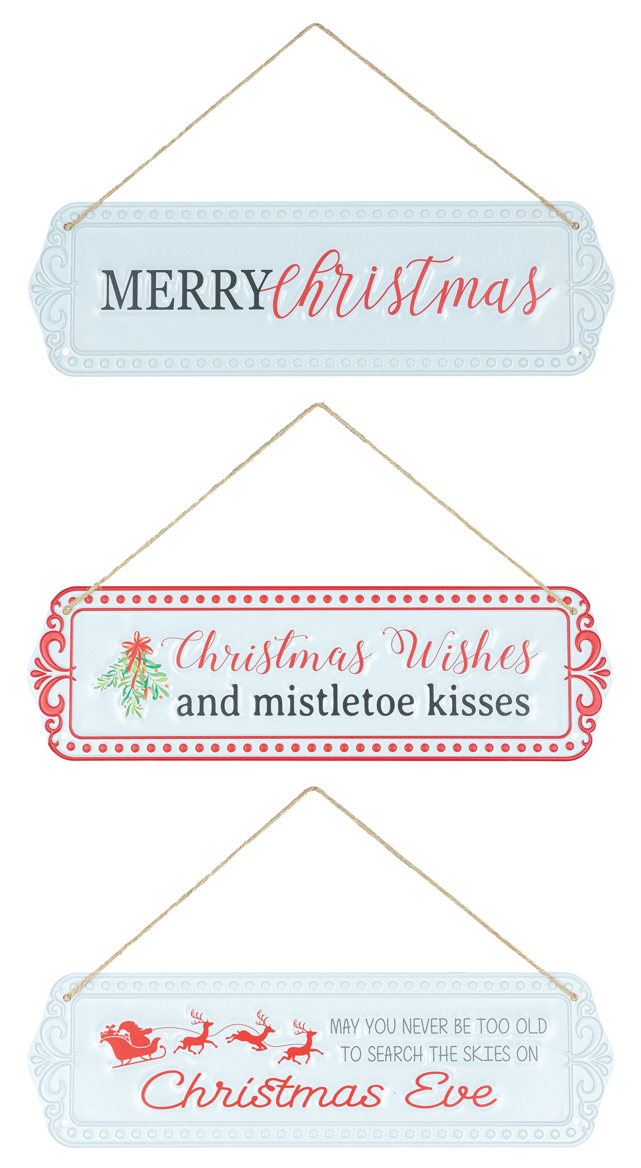 Christmas Wishes Enameled Metal Signs Set of 3