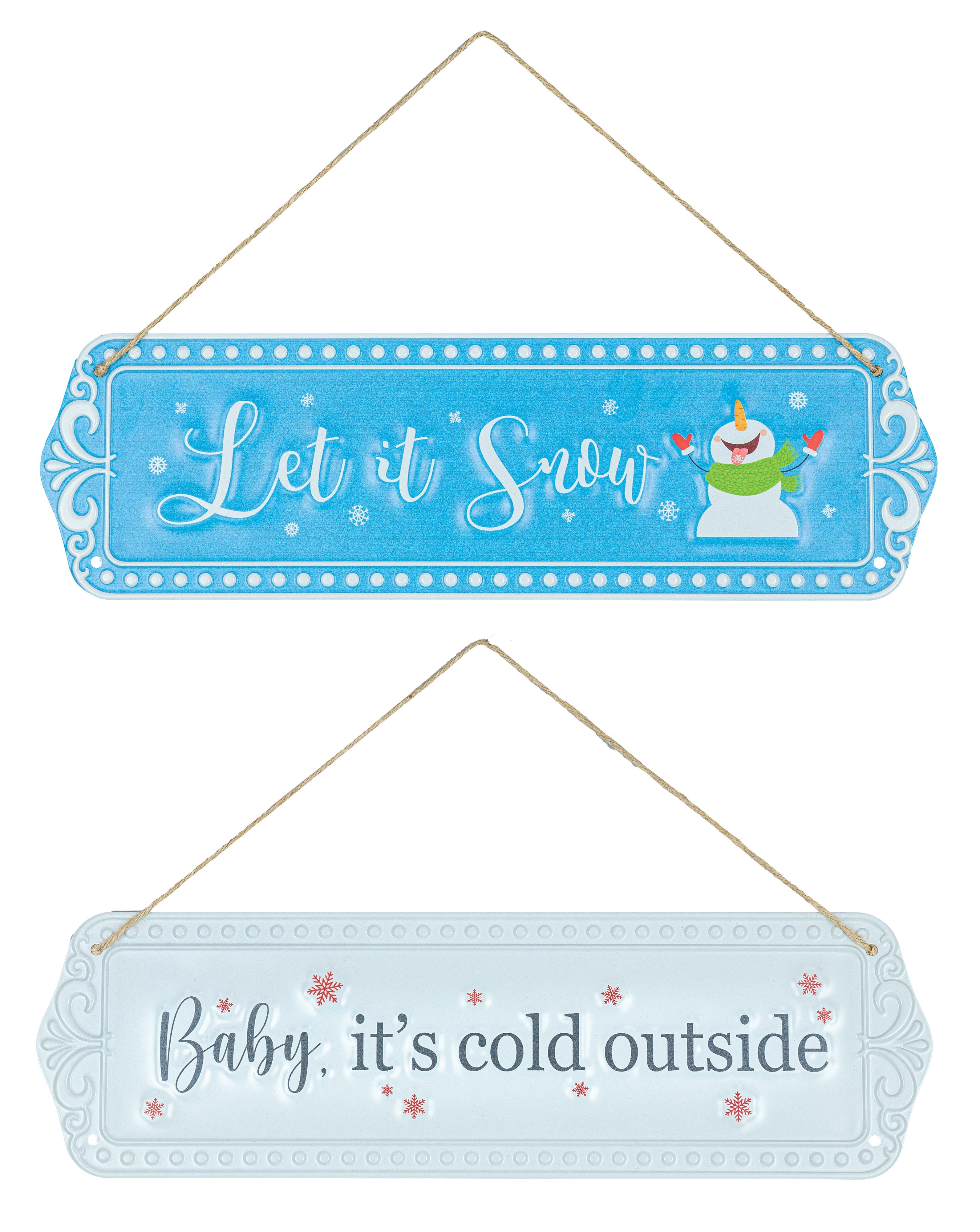 Snow Cold Outside Metal Signs Set of 2