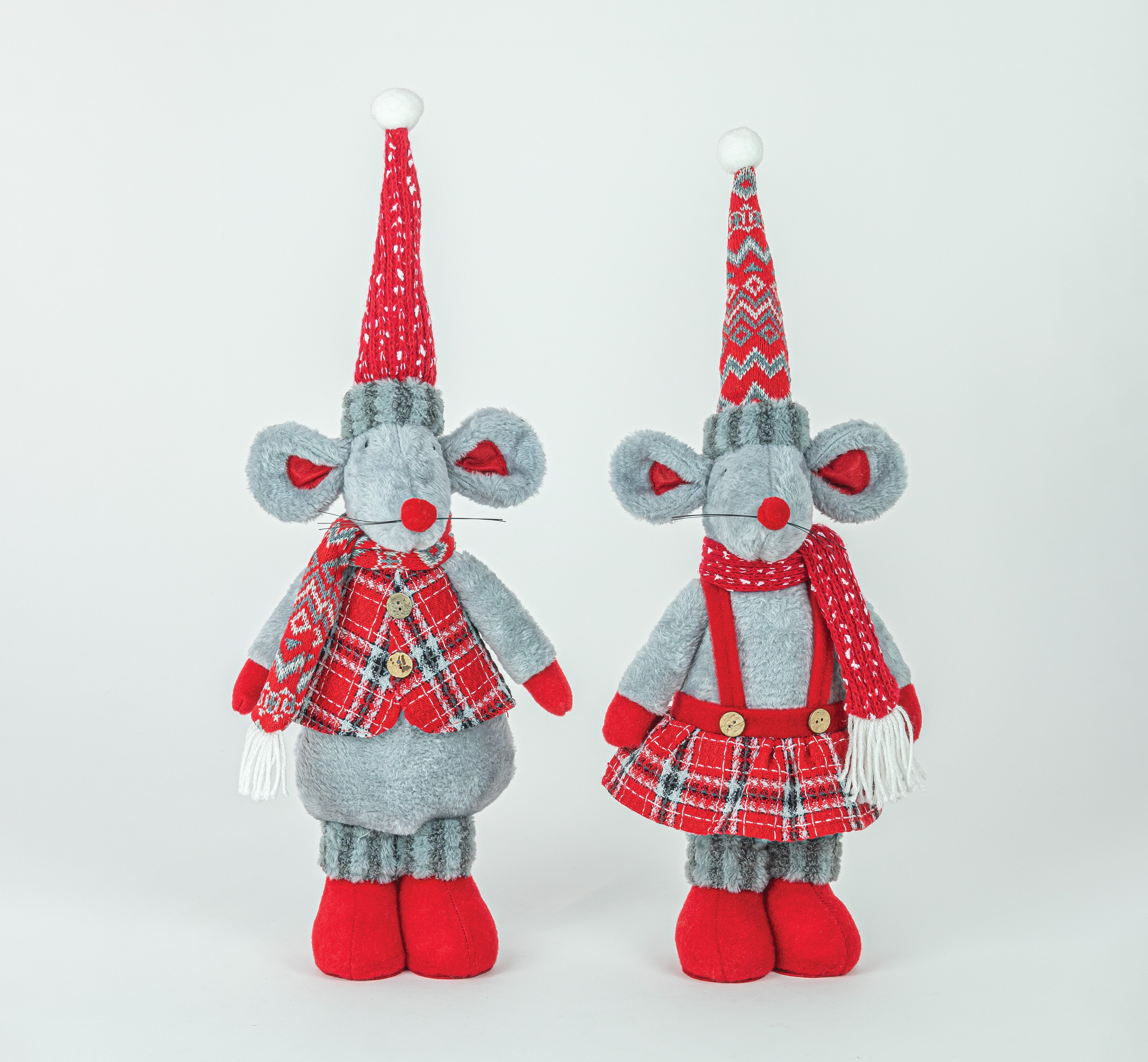 Plaid Merry Mouse Stander Set of 2