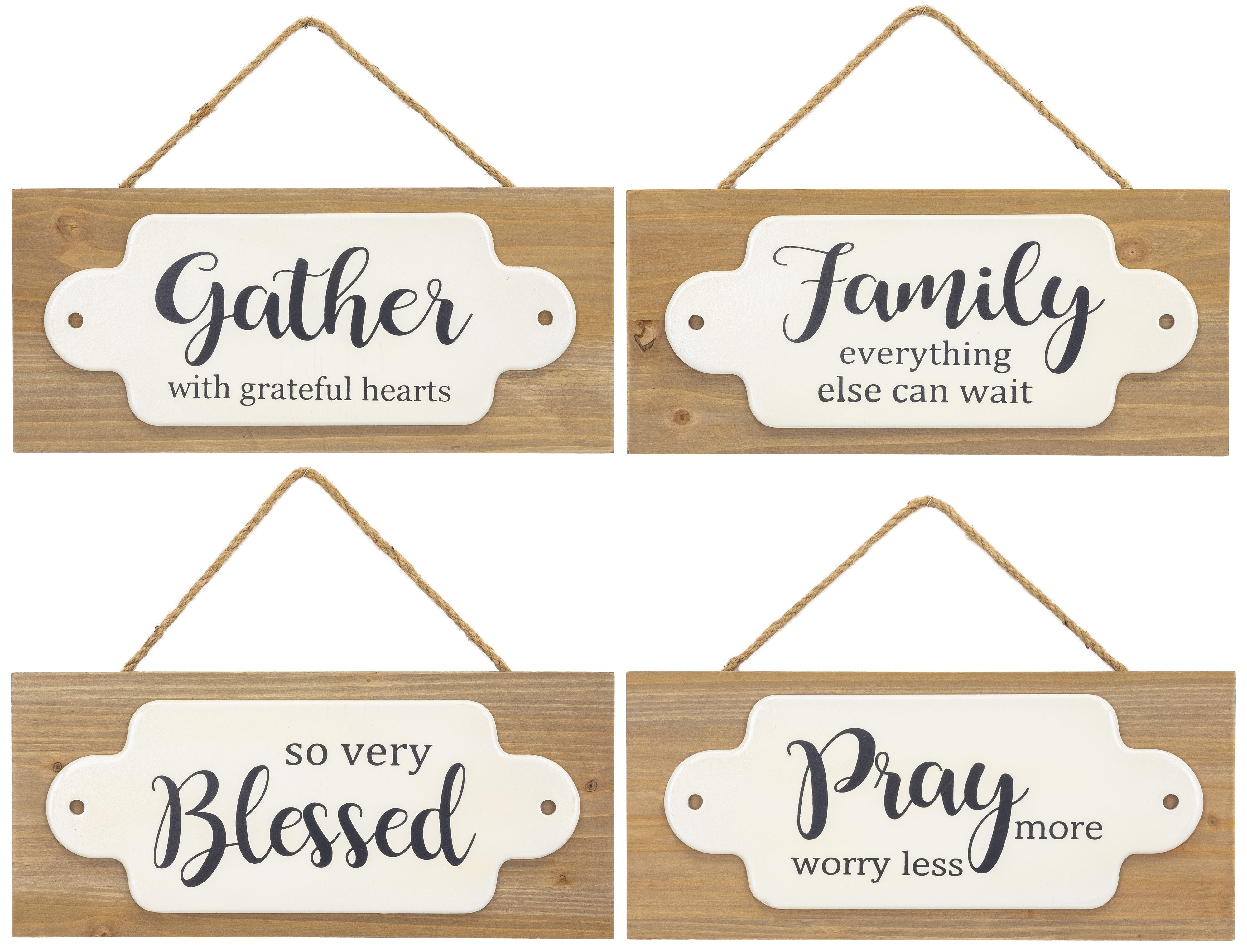 Blessed Family Gather Pray Signs Set of 4