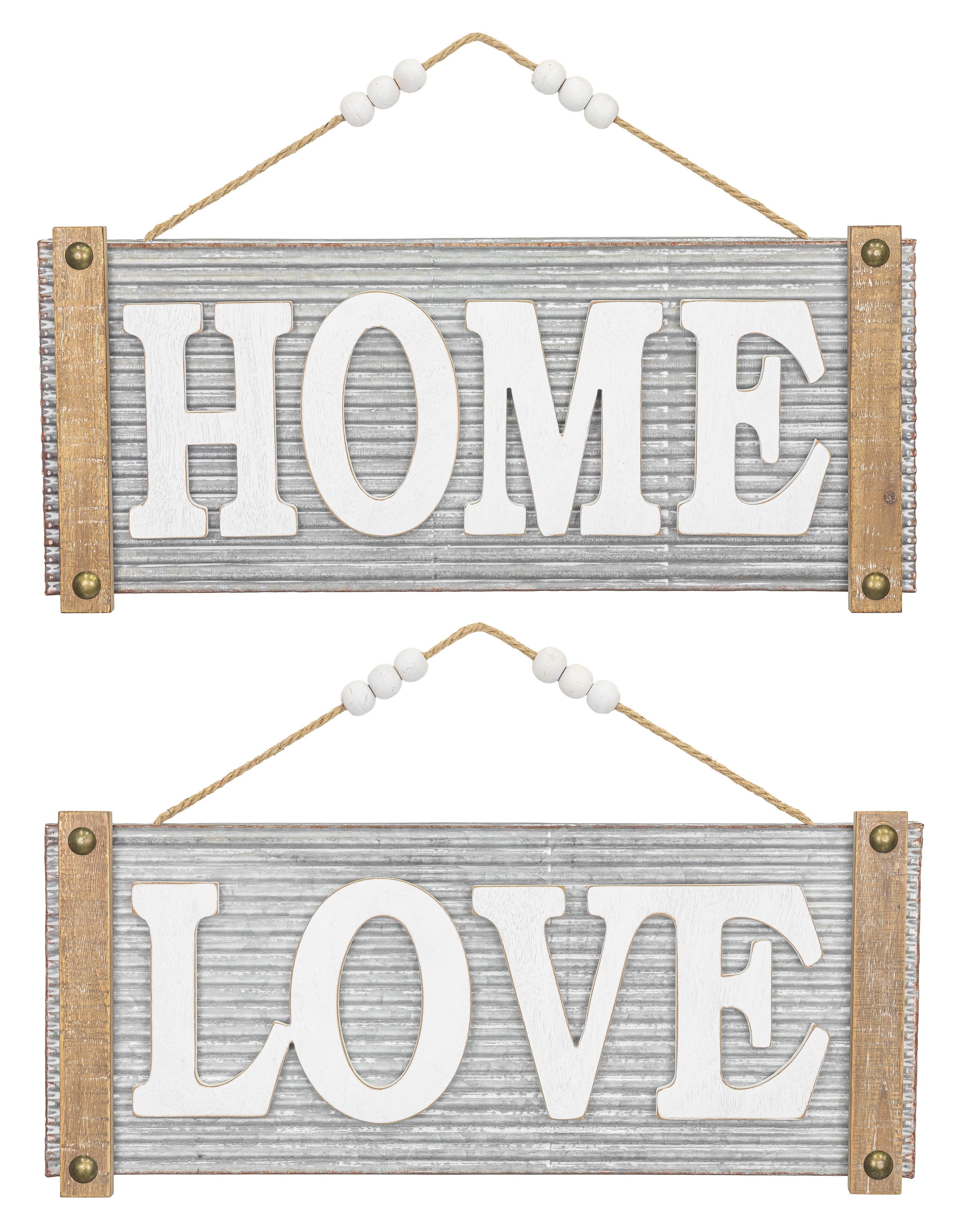 Rippled Home Love Sign Set of 2