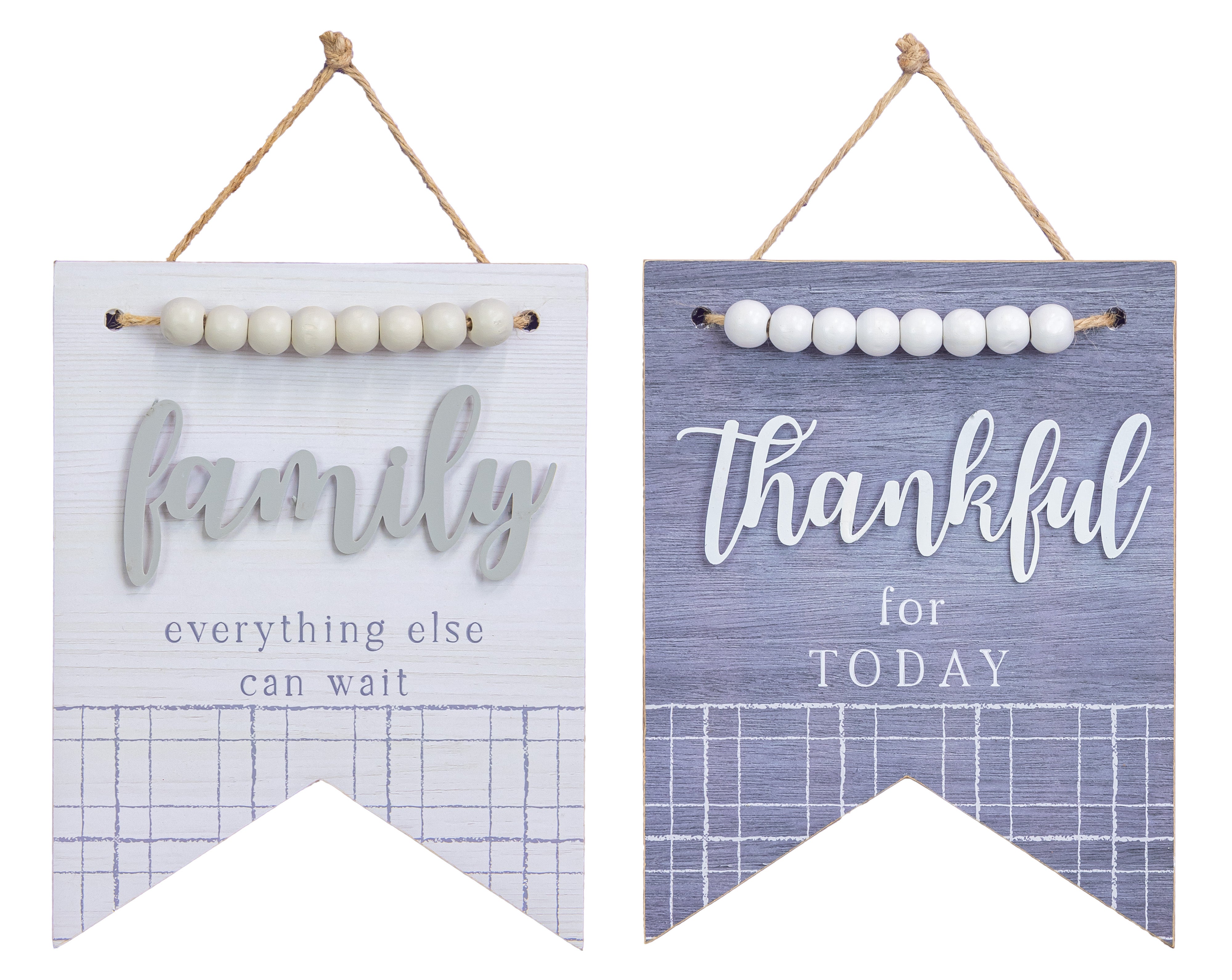 Thankful Family Beaded Banner Hanger Set of 2