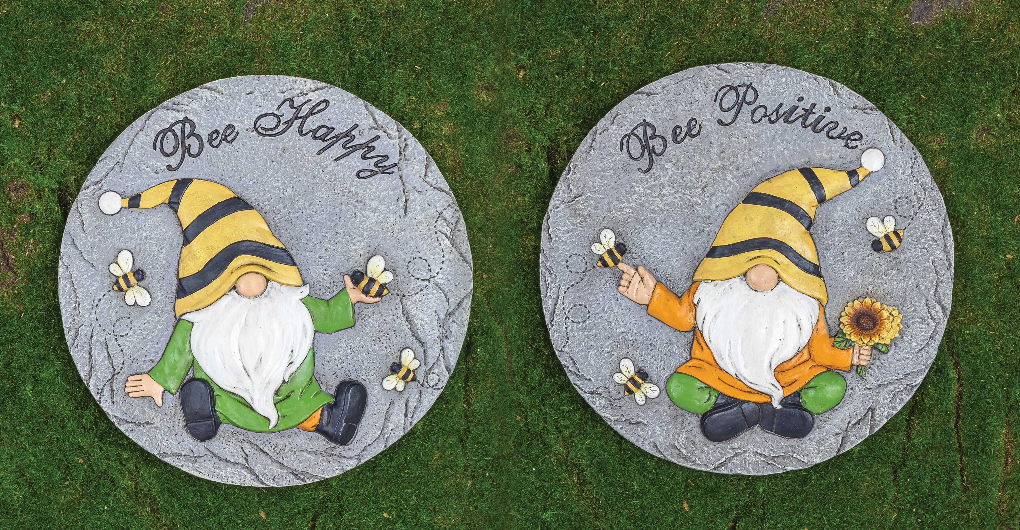 Bee Honey Garden Gnome Stone Set of 2