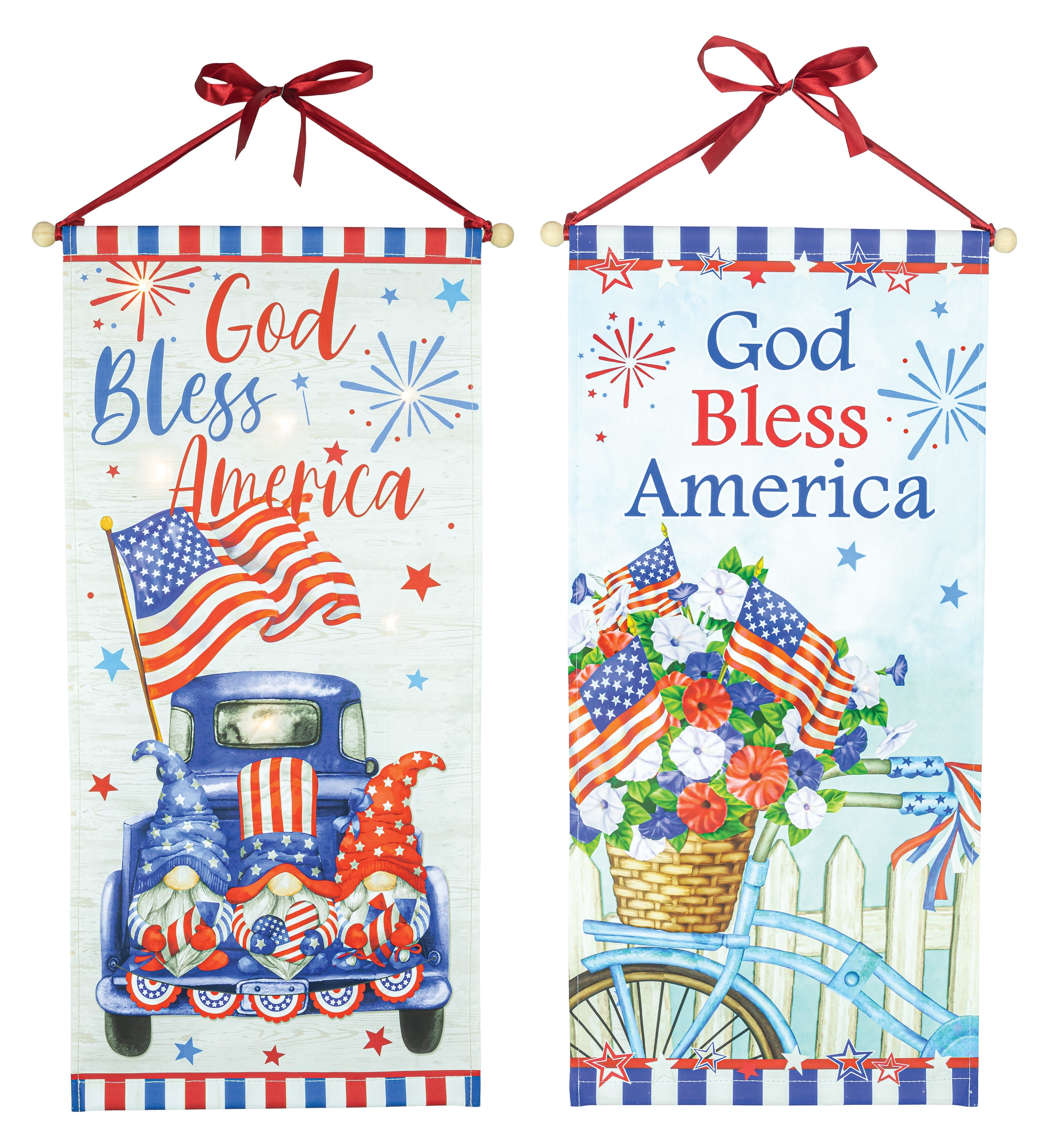 God Bless America LED Banner Set of 2